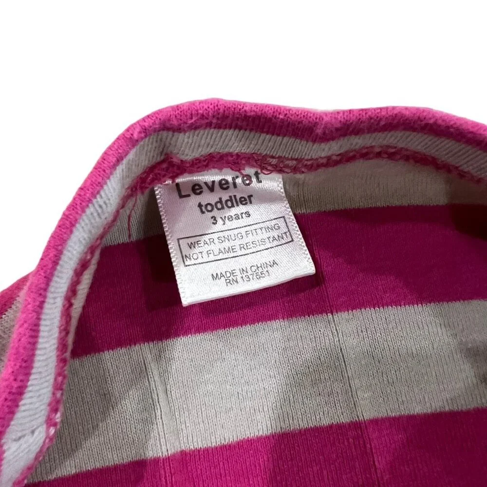 Leveret 3Y Magenta & Grey Striped Pajamas